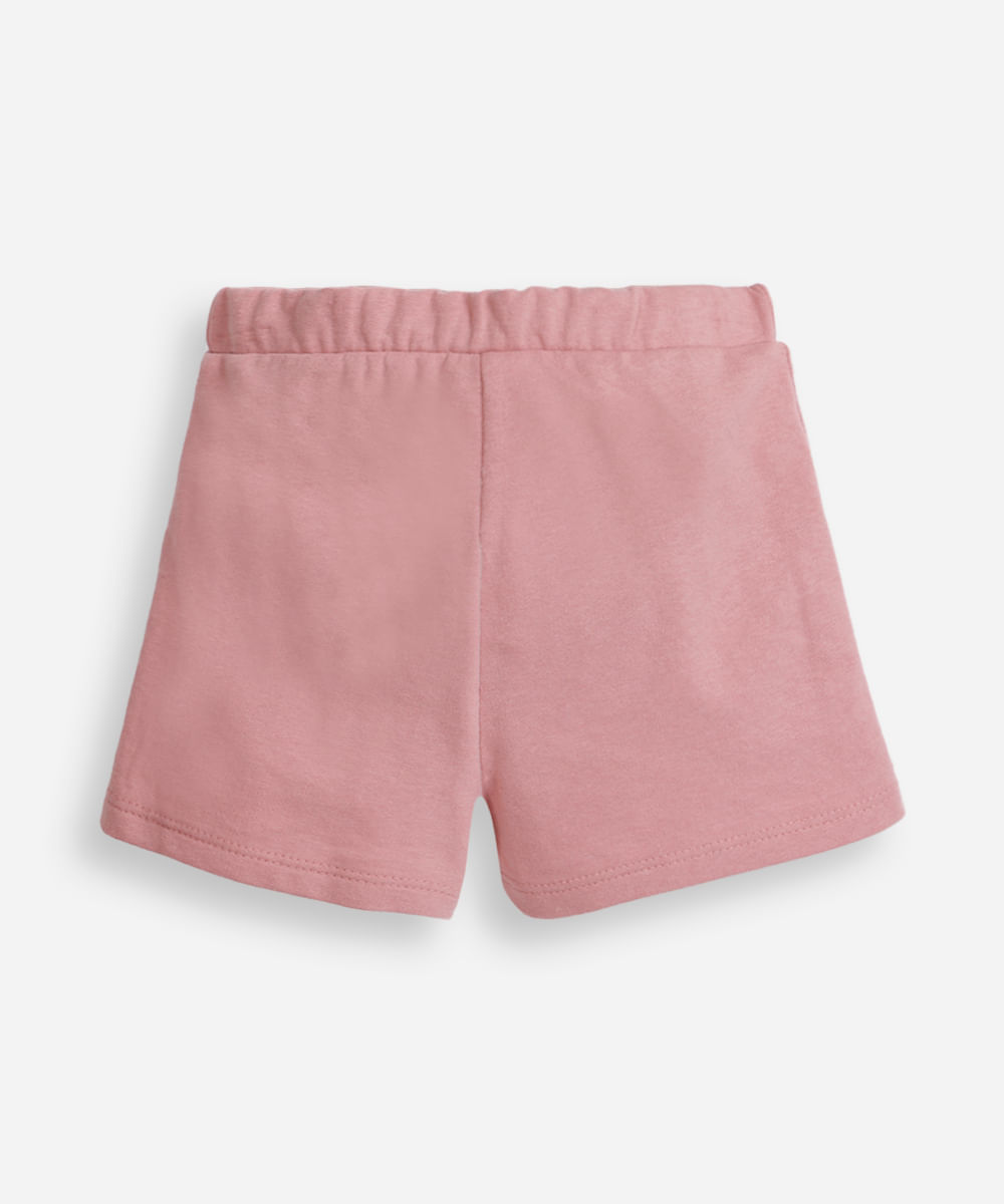short saia infantil de moletom com laços rosa