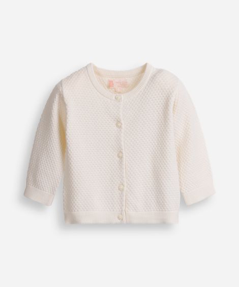 cardigan infantil de tricot texturizado off white