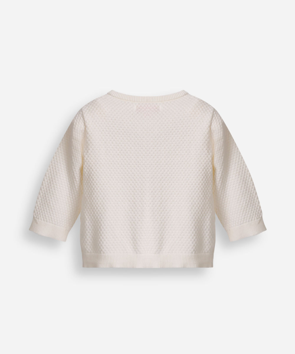 cardigan infantil de tricot texturizado off white