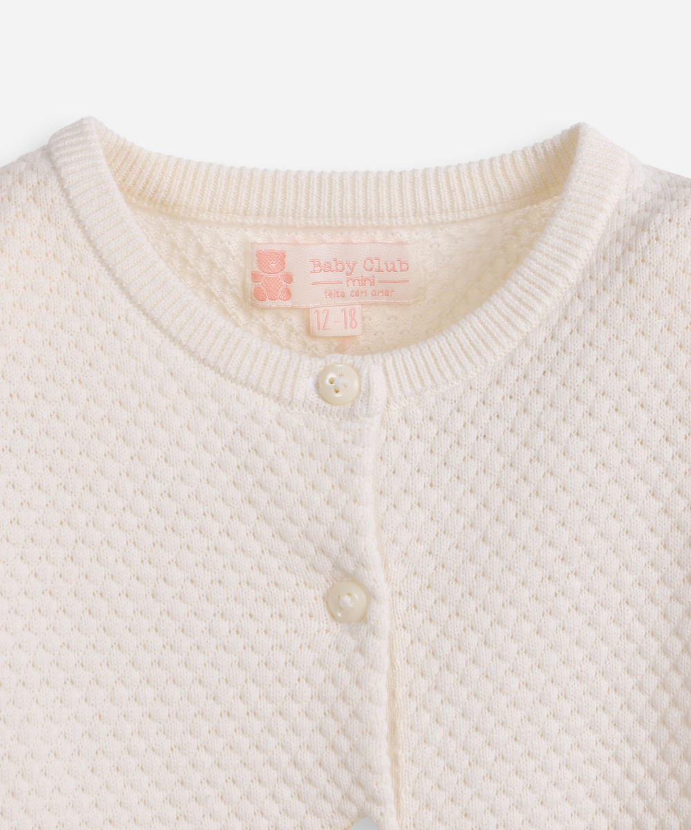 cardigan infantil de tricot texturizado off white