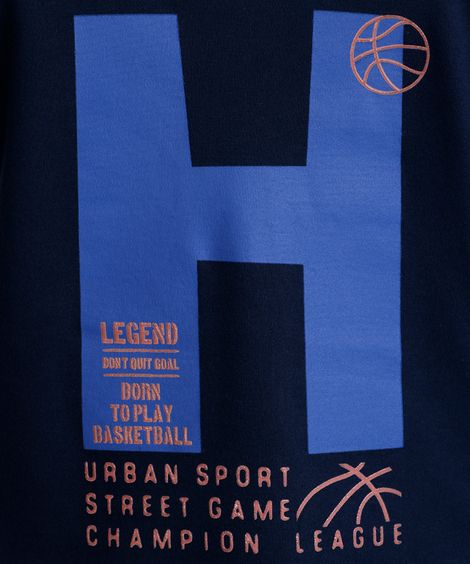 camiseta infantil com algodão estampada azul