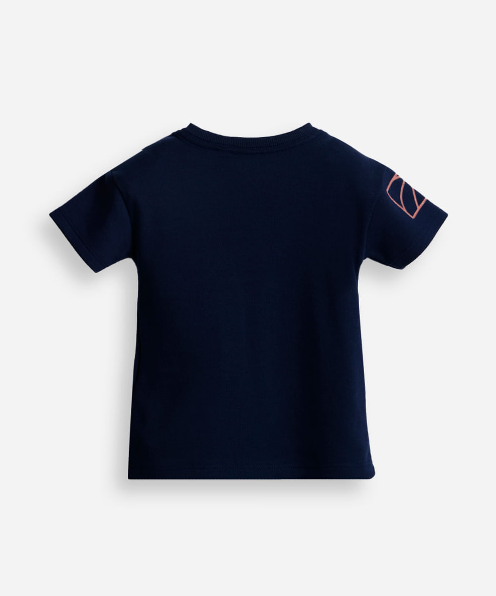 camiseta infantil com algodão estampada azul