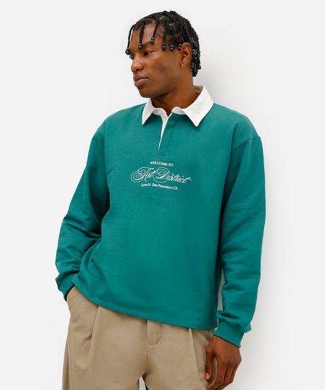 polo masculina de moletinho manga longa art district verde