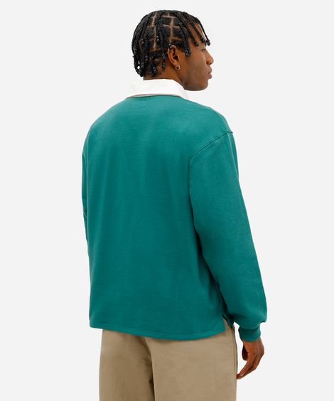 polo masculina de moletinho manga longa art district verde