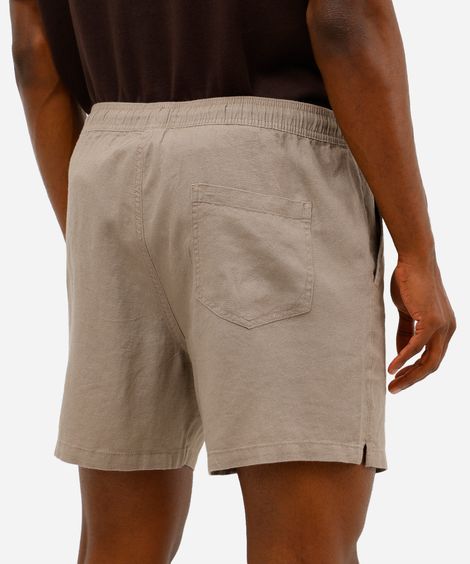 bermuda masculina cós elástico com bolsos bege