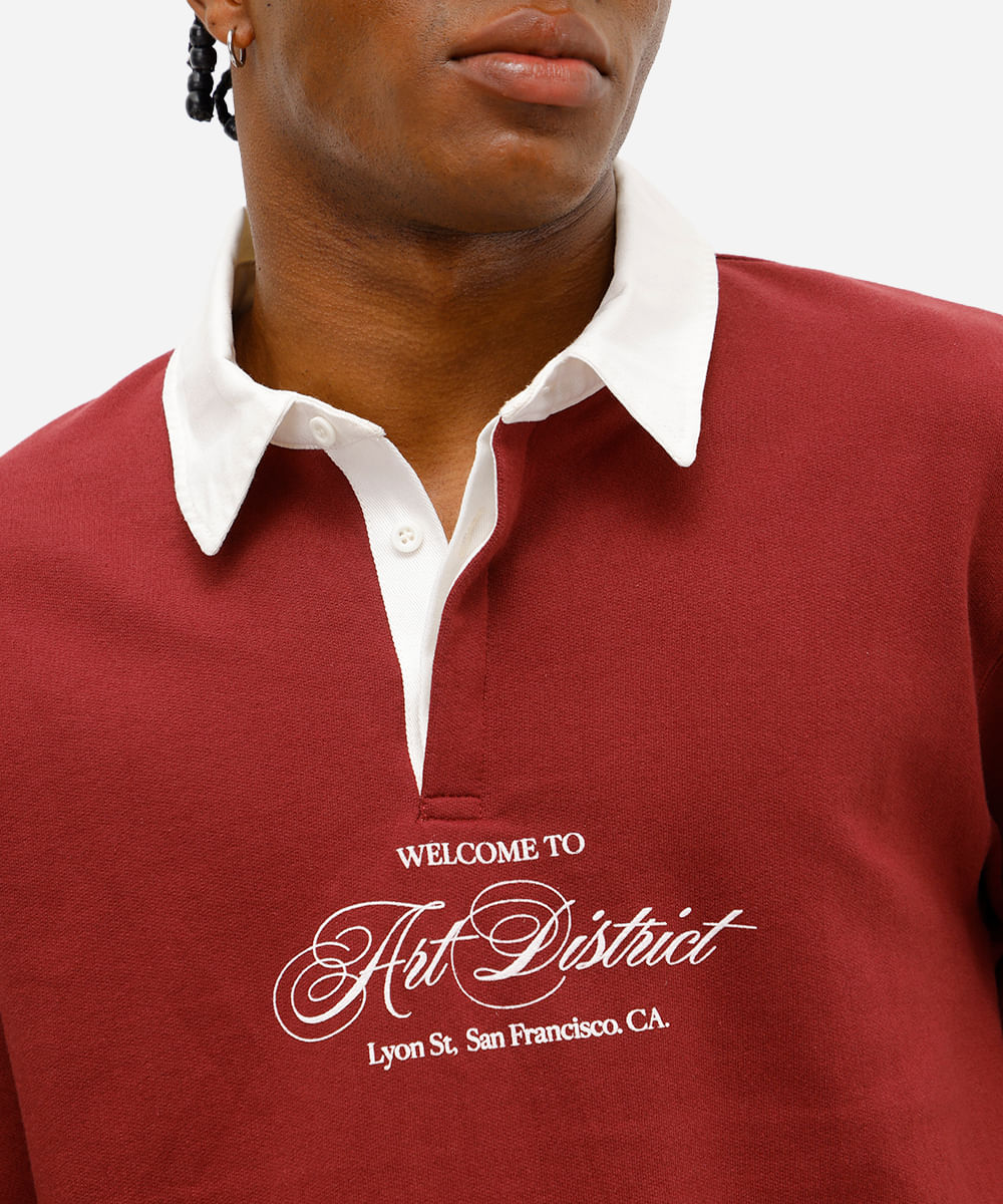 polo masculina de moletinho manga longa art district vermelha