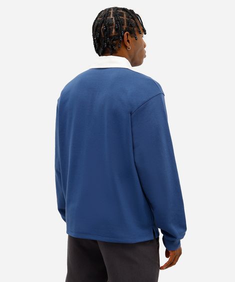 polo masculina de moletinho manga longa art district azul