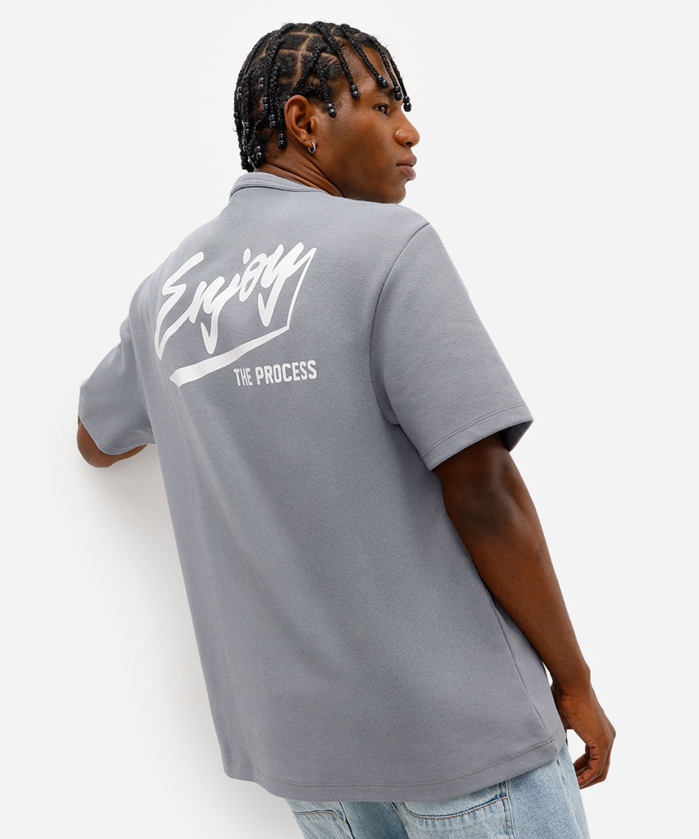 camiseta masculina de algodão enjoy - azul jeans