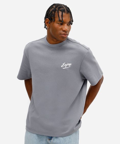 camiseta masculina de algodão enjoy - azul jeans