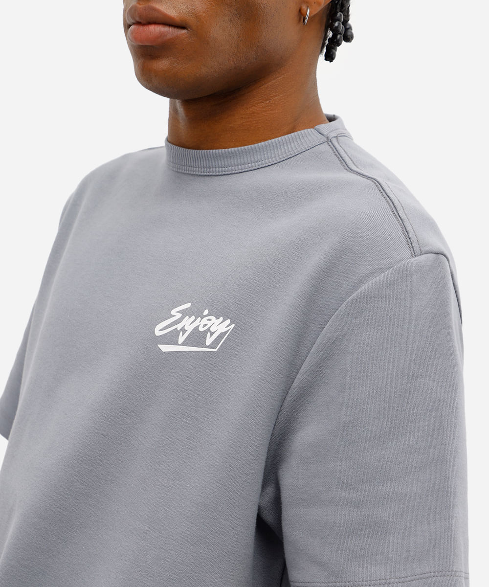 camiseta masculina de algodão enjoy - azul jeans