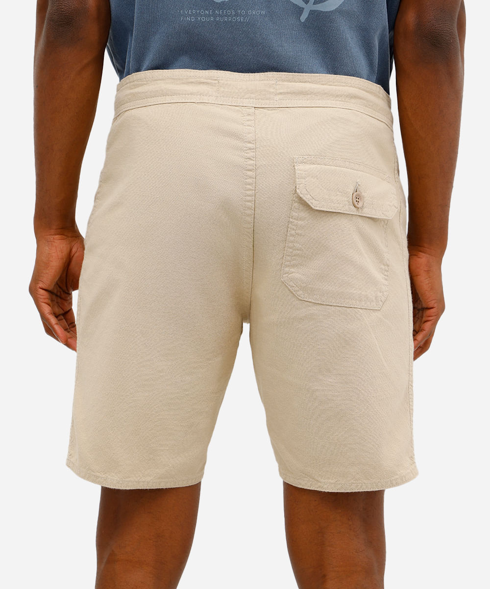 bermuda reta masculina de sarja com cordão bege