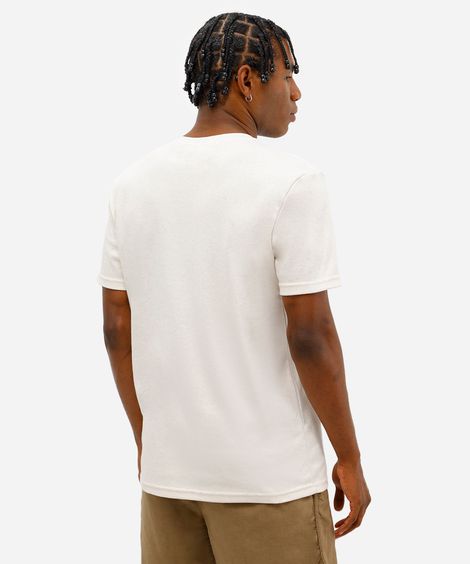 camiseta masculina com linho e bordado off white