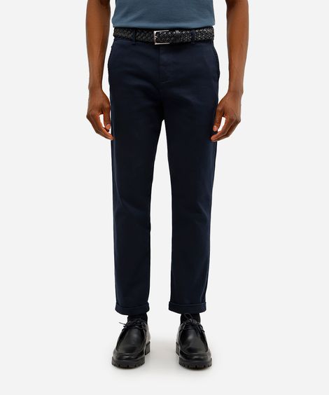 calça slim masculina de sarja azul