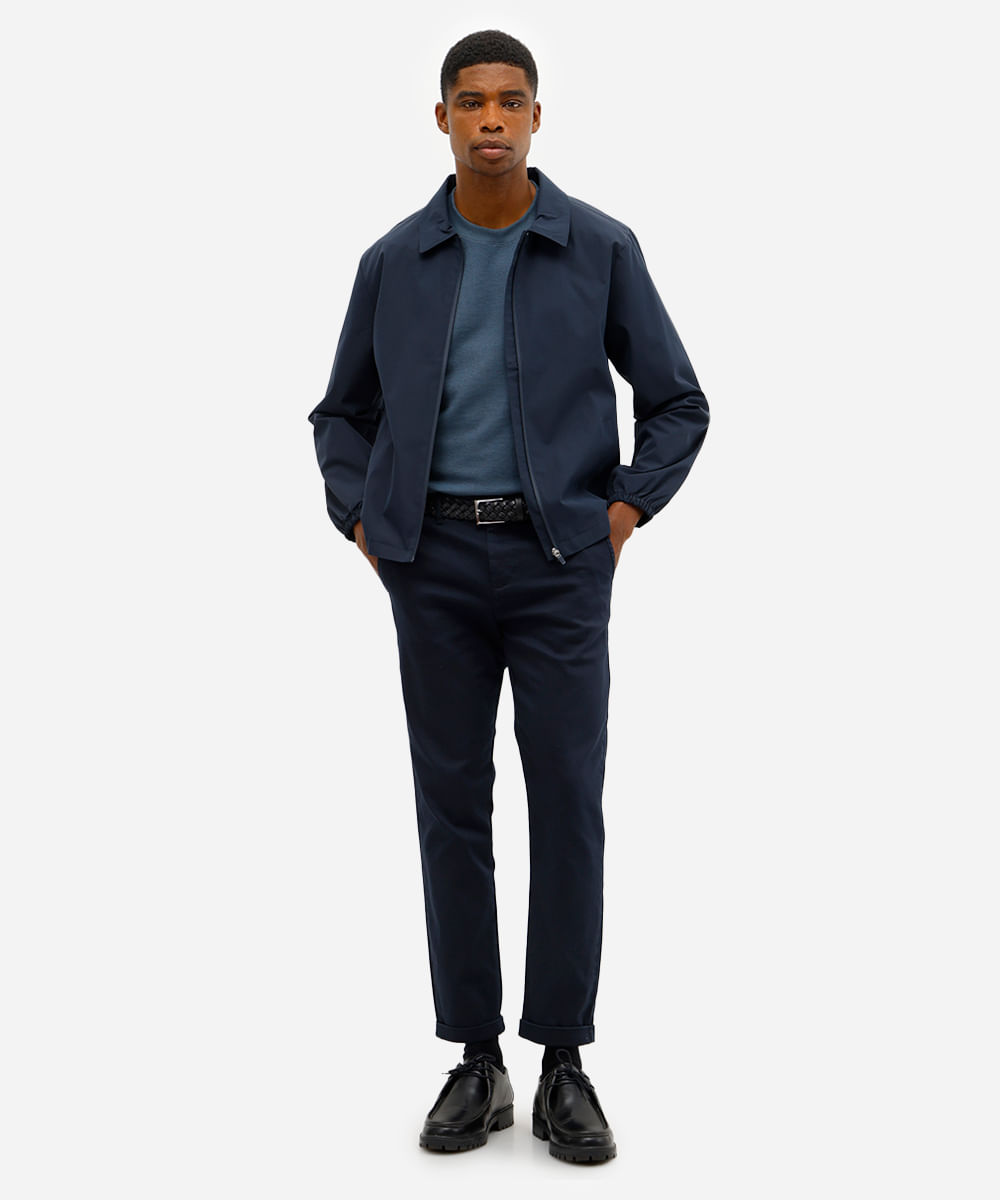 calça slim masculina de sarja azul