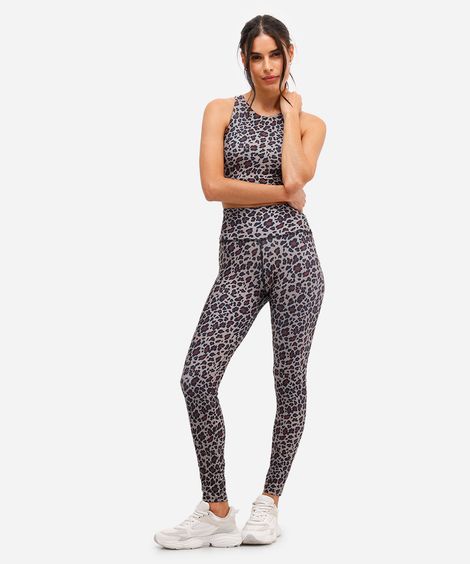 calça legging feminina esportiva ace animal print bege