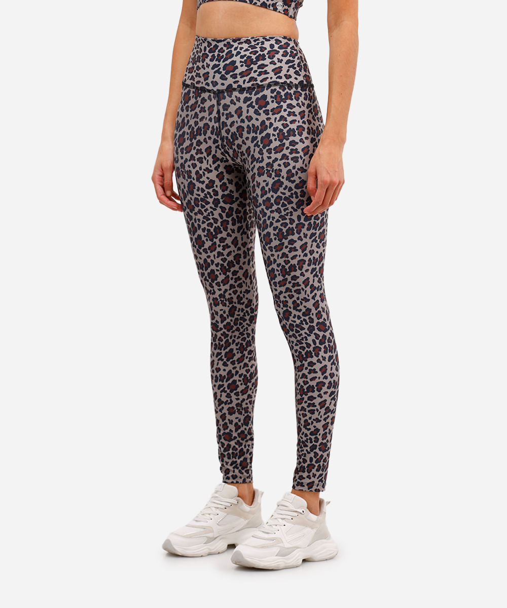 calça legging feminina esportiva animal print bege