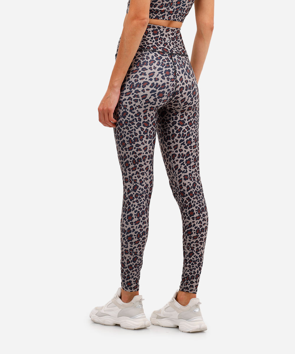 calça legging feminina esportiva animal print bege