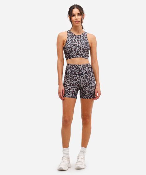 bermuda feminina esportiva ace animal print bege