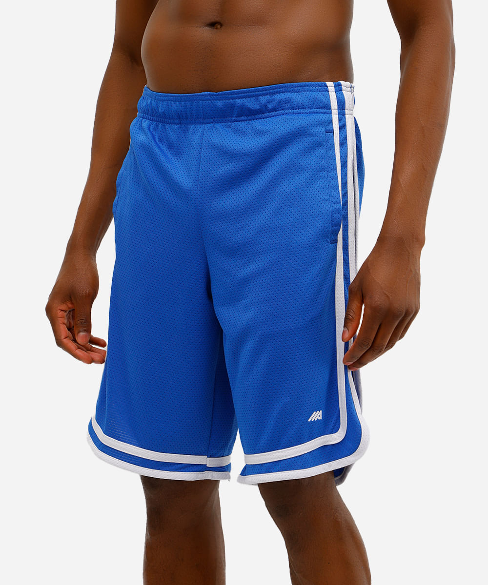 bermuda basquete masculina esportiva ace texturizada azul