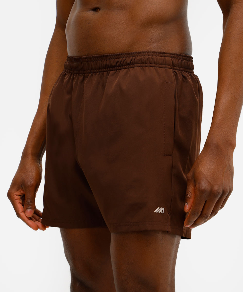 short masculino esportivo bolso com zíper marrom