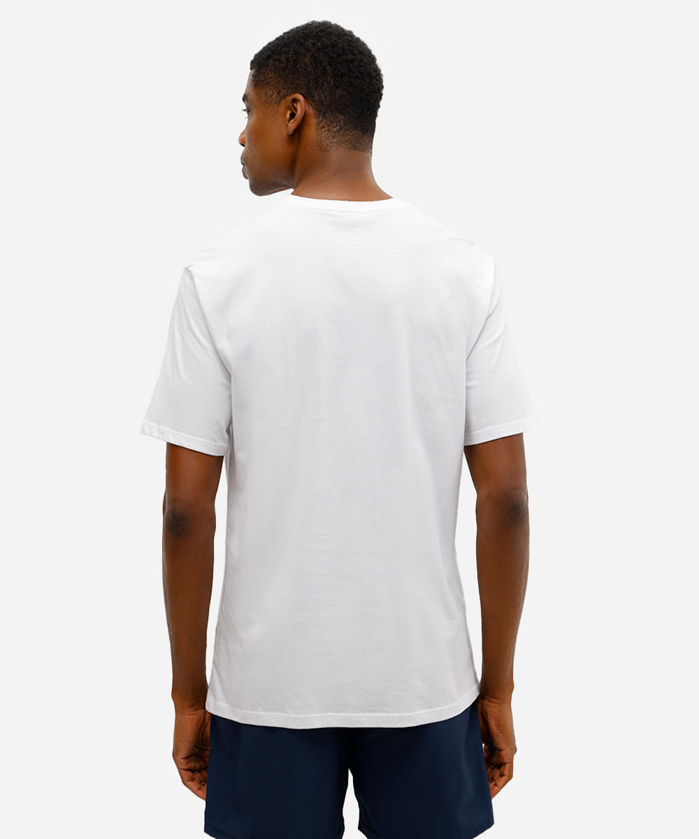 camiseta masculina de algodão esportiva estampada branca