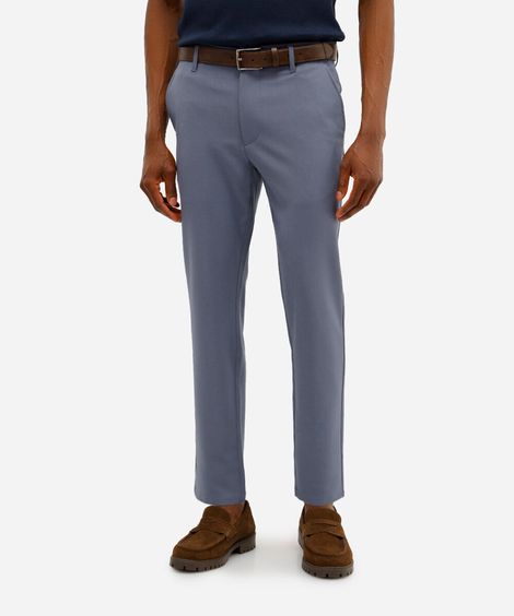 calça slim chino masculina stretch azul