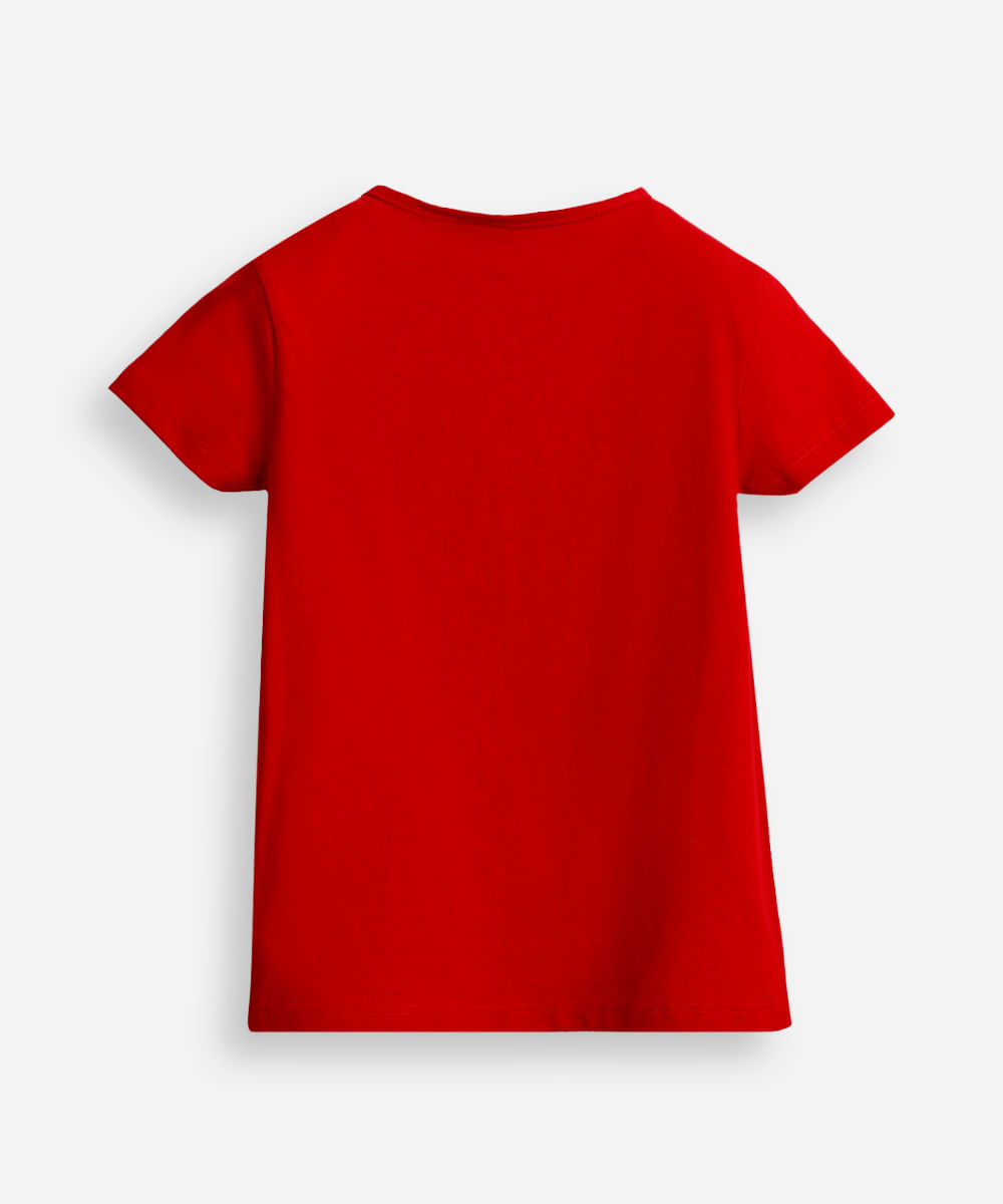 blusa infantil de algodão hello kitty com bolsa vermelha