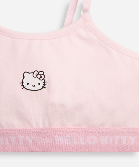 kit de 2 sutiãs infantil de algodão hello kitty rosa