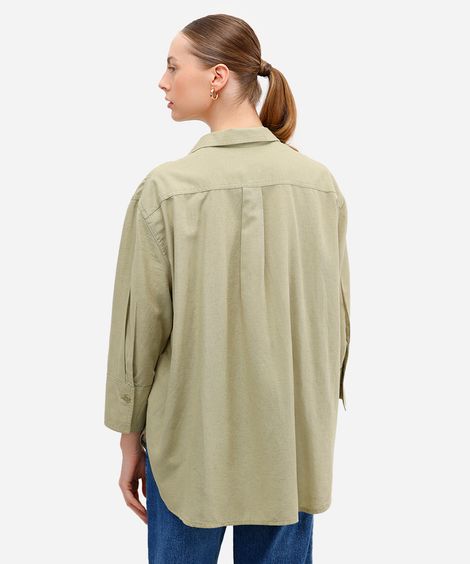 camisa feminina com linho verde