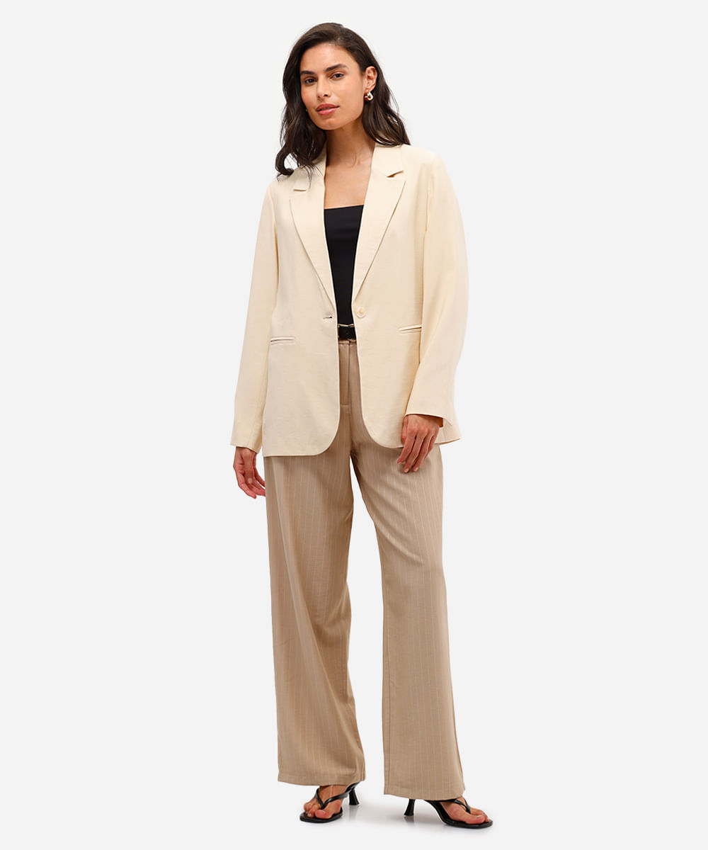 blazer feminino de alfaiataria com viscose amarelo