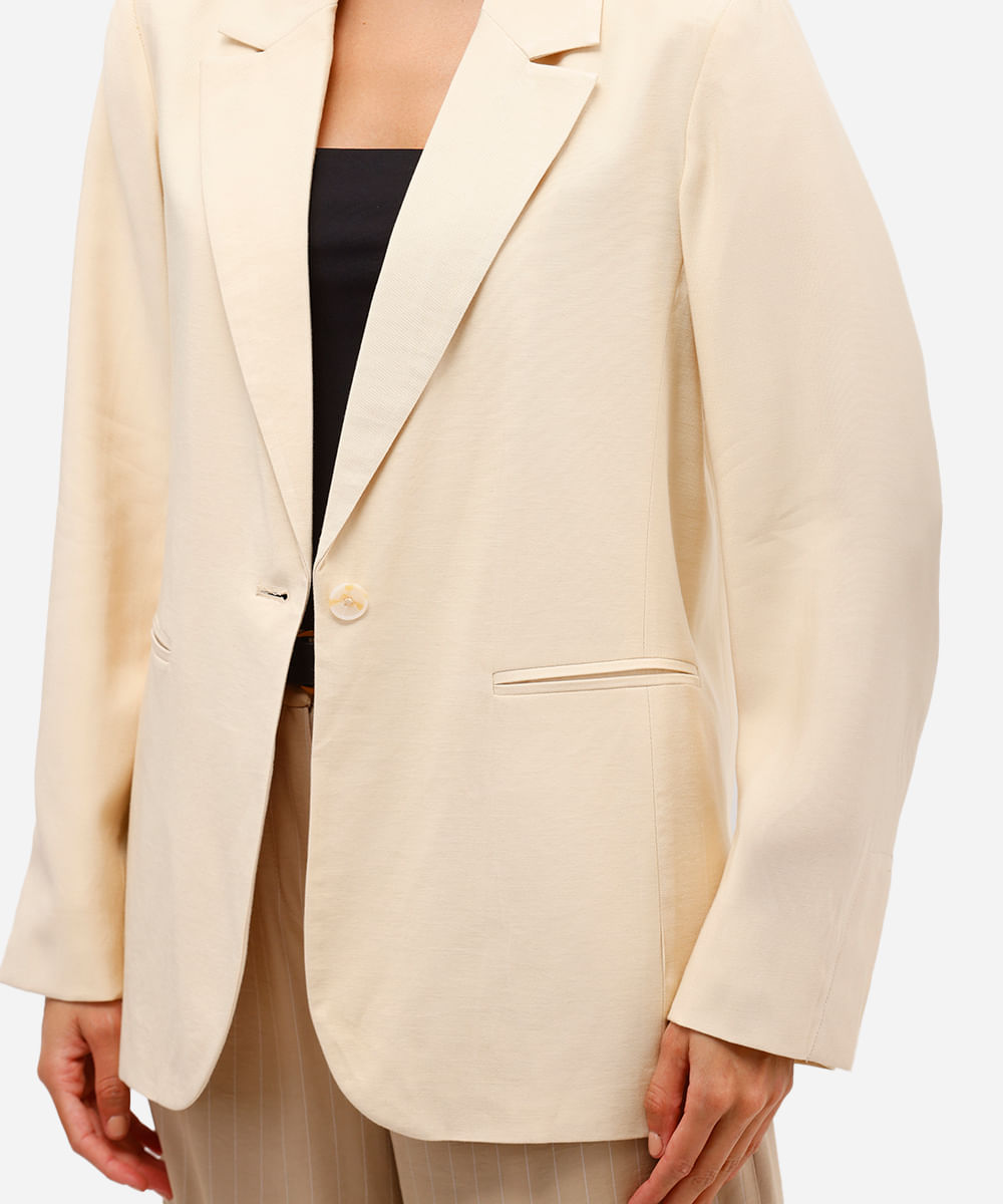 blazer feminino de alfaiataria com viscose amarelo