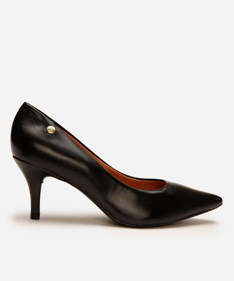 scarpin feminino vizzano bico fino salto médio preto