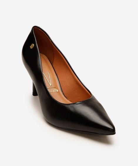 scarpin feminino vizzano bico fino salto médio preto