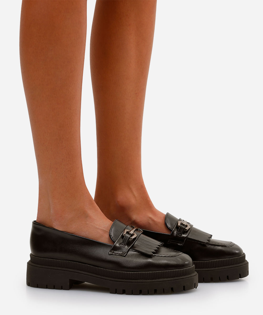 mocassim tratorado com fivela oneself preto
