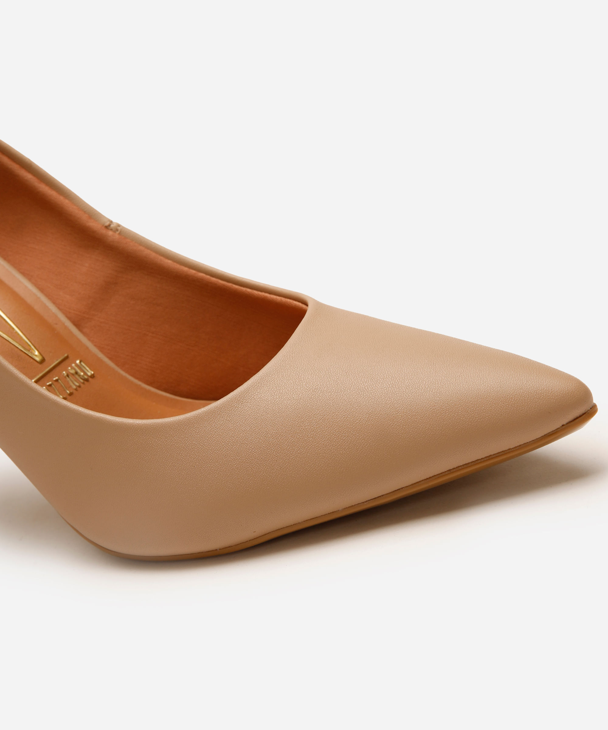 scarpin feminino vizzano bico fino salto alto bege