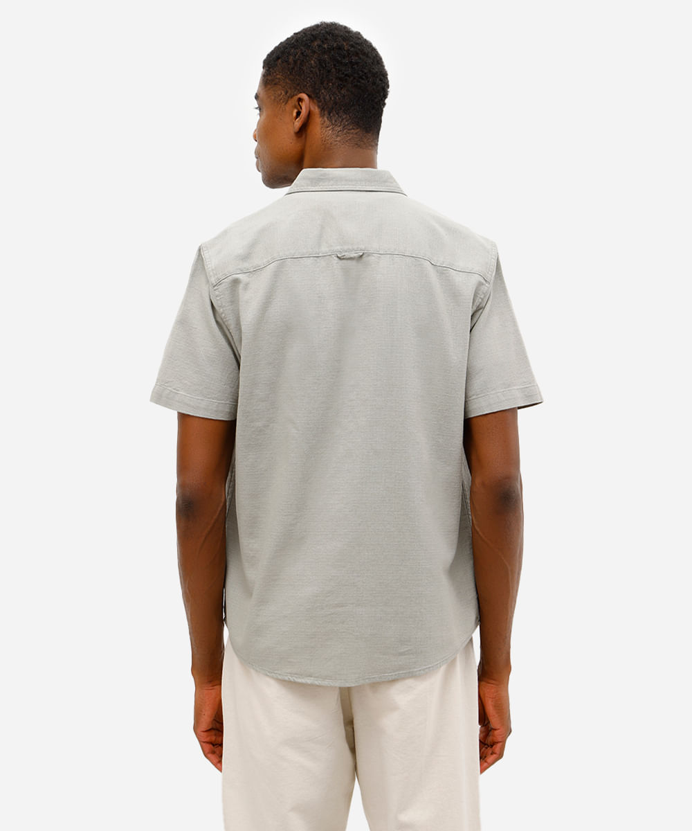 camisa comfort masculina texturizada manga curta verde