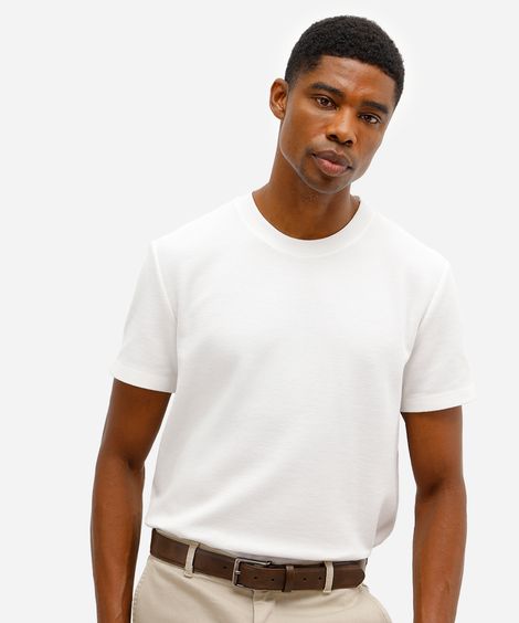 camiseta masculina manga curta texturizada off white