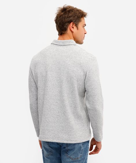 polo masculina manga longa texturizada cinza