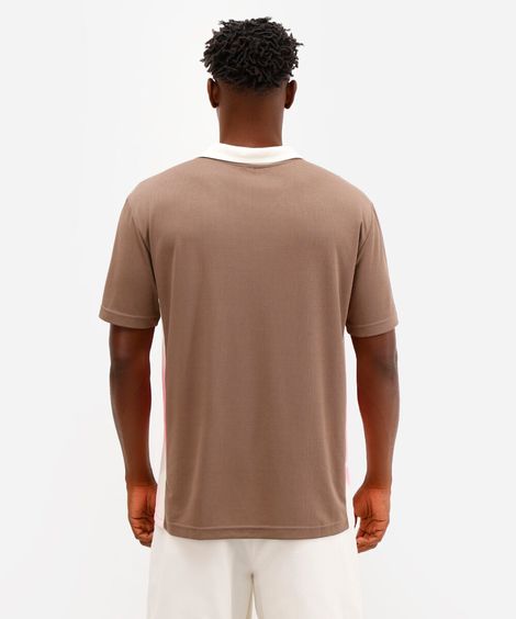 camiseta retrô unissex com gola manga curta valencia marrom