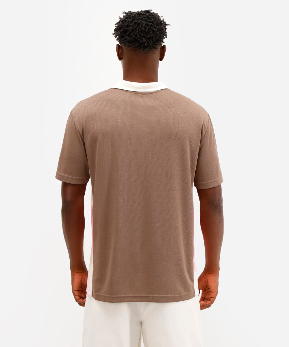 camiseta retrô unissex com gola manga curta valencia marrom