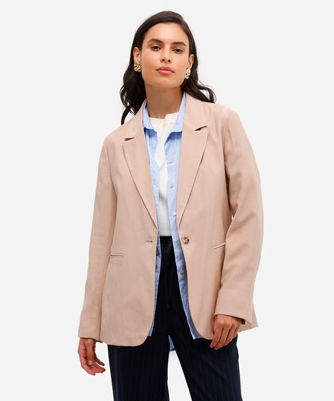 blazer feminino de alfaiataria com viscose bege