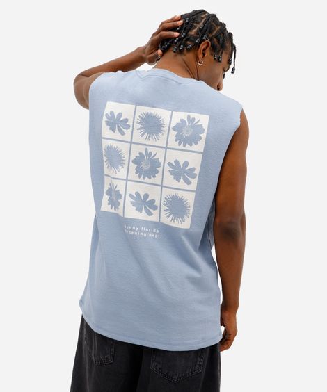 regata machão masculina de algodão estampada texturizada azul