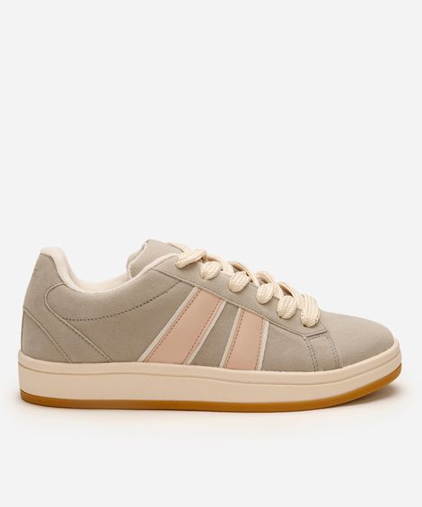 tênis casual recortes laterais texturizado off white