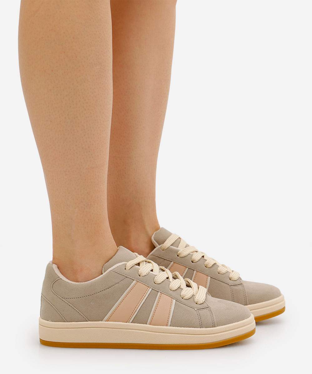 tênis casual recortes laterais texturizado ace off white