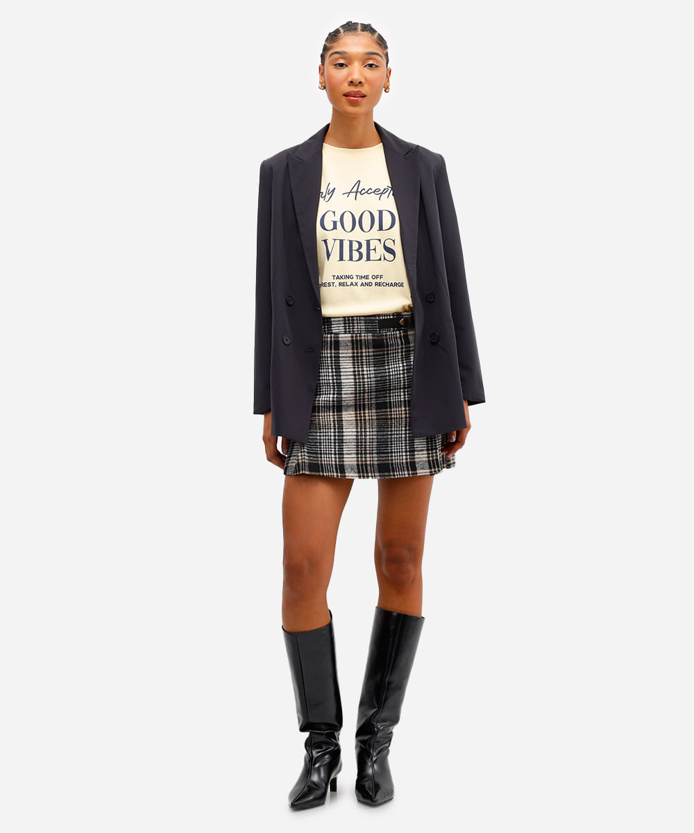 camiseta feminina manga curta good vibes amarela