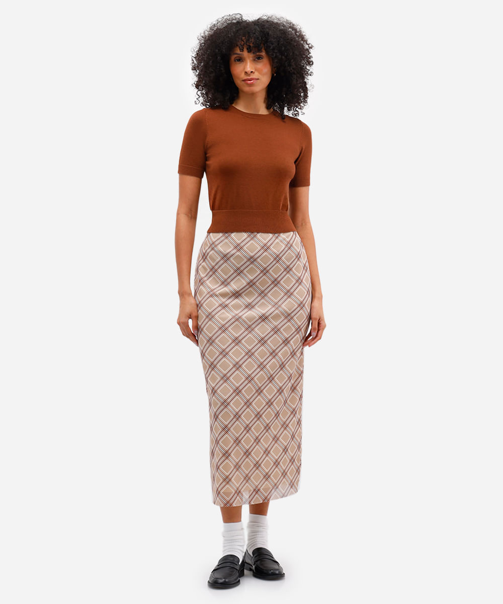 blusa feminina de tricot com botões marrom
