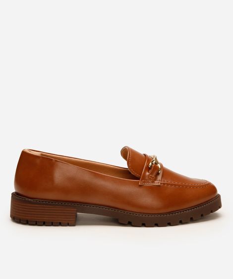 mocassim feminino via uno com bridão marrom