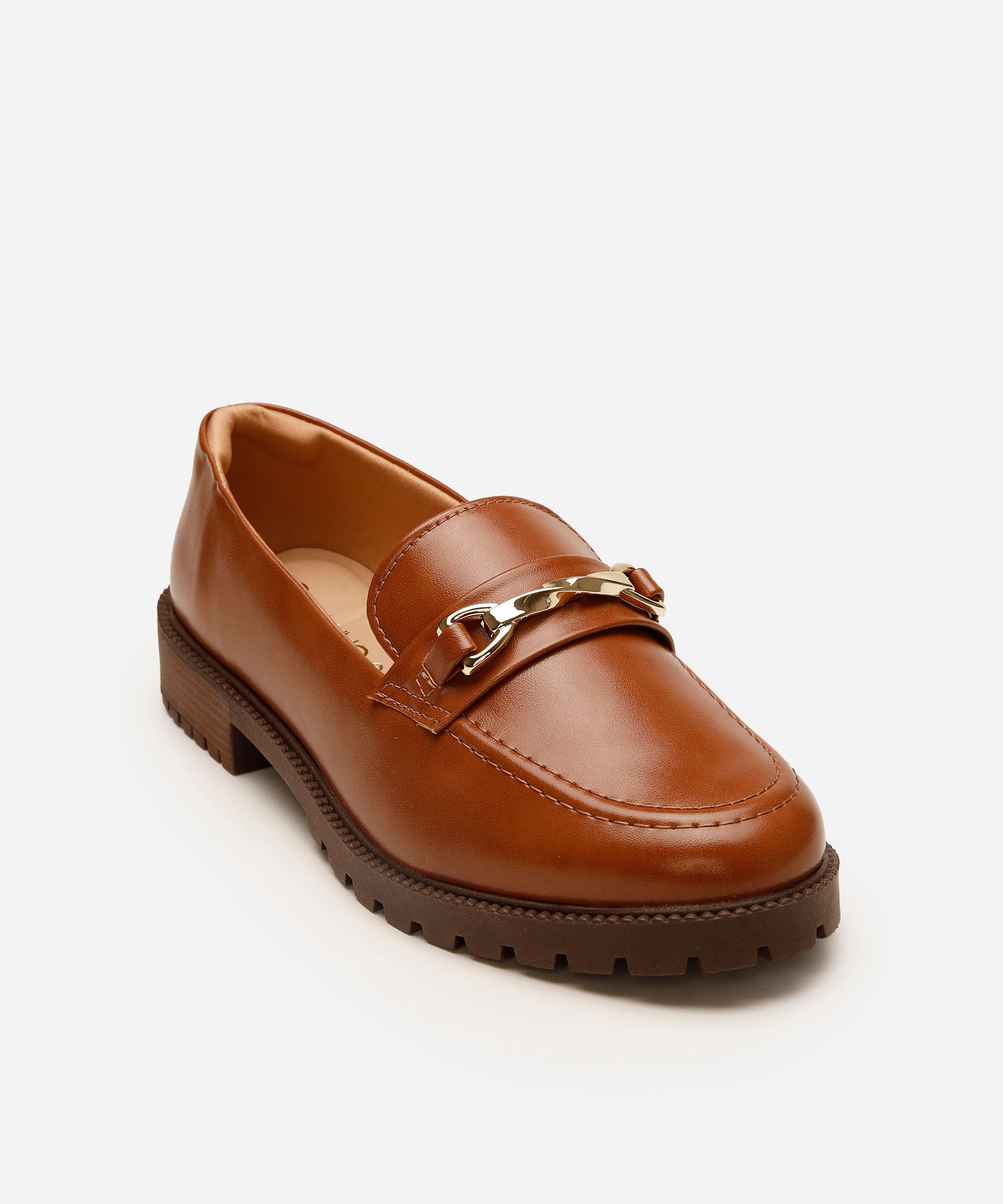mocassim feminino via uno com bridão marrom