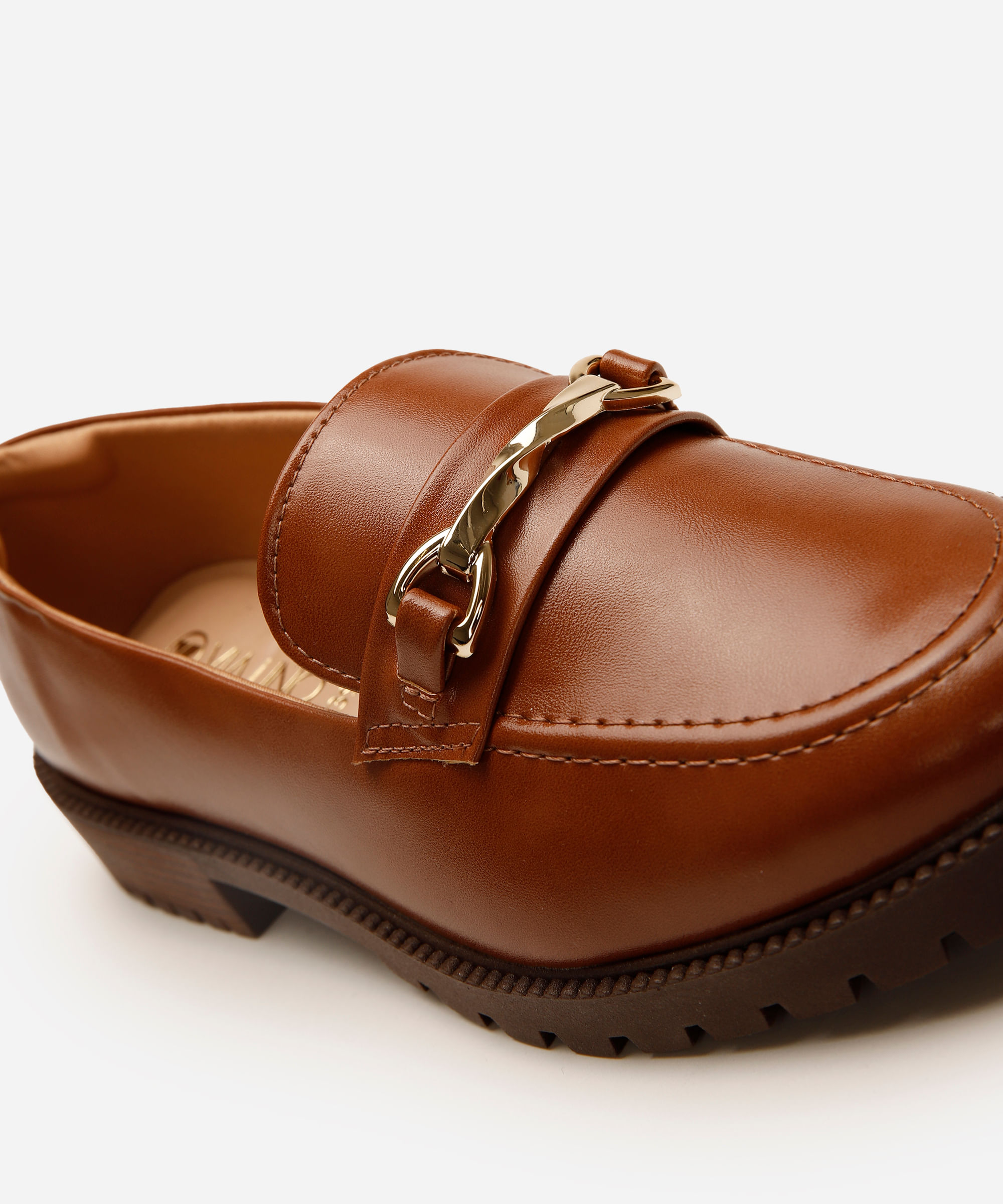 mocassim feminino via uno com bridão marrom