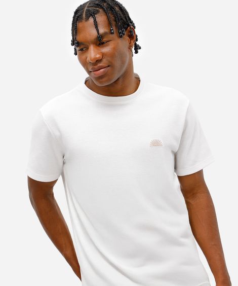 camiseta masculina manga curta com bordado off white